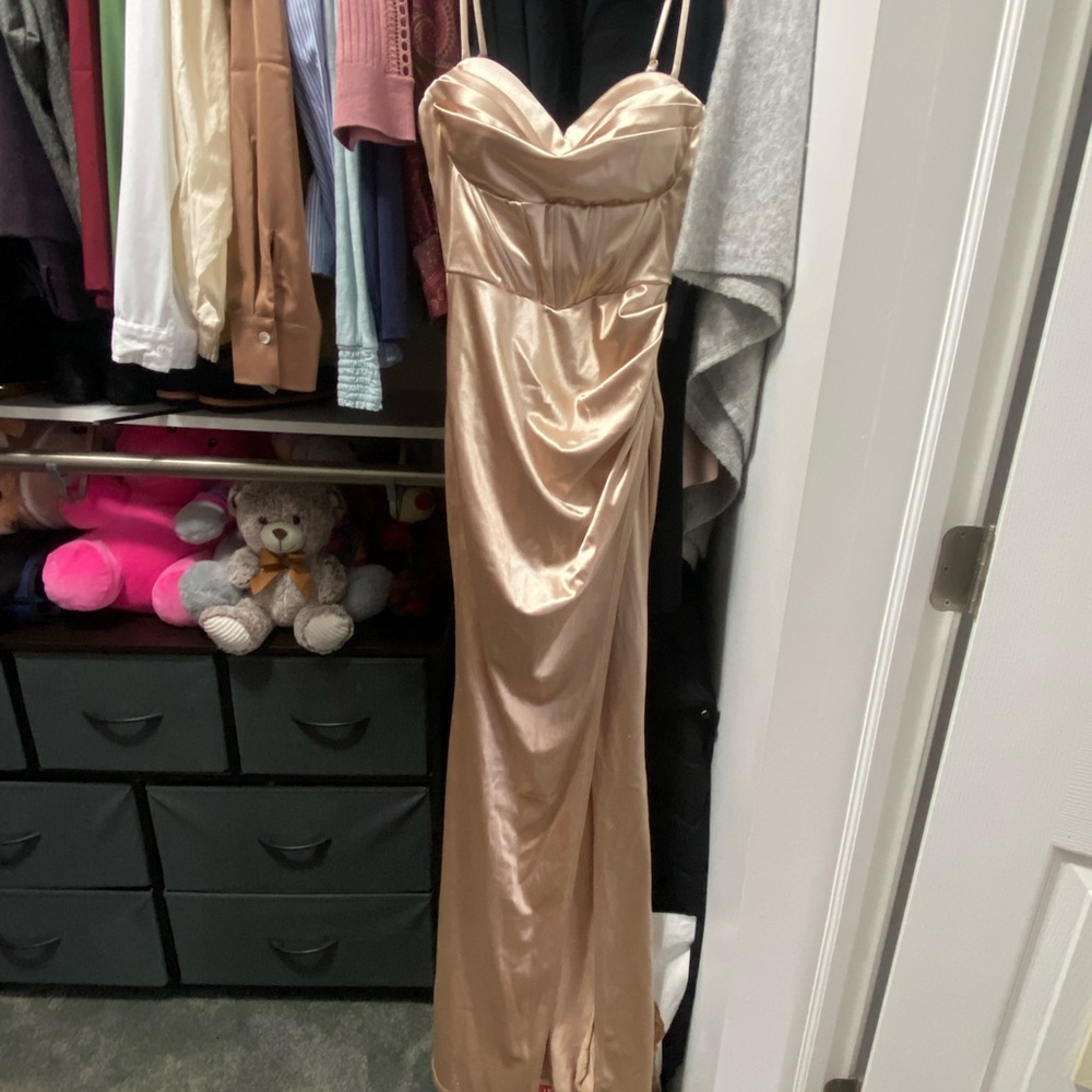 Windsor Champagne Satin Prom Dress